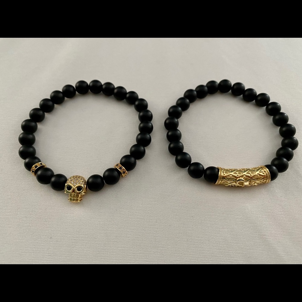 Beaded Bracelets - Gold/Black